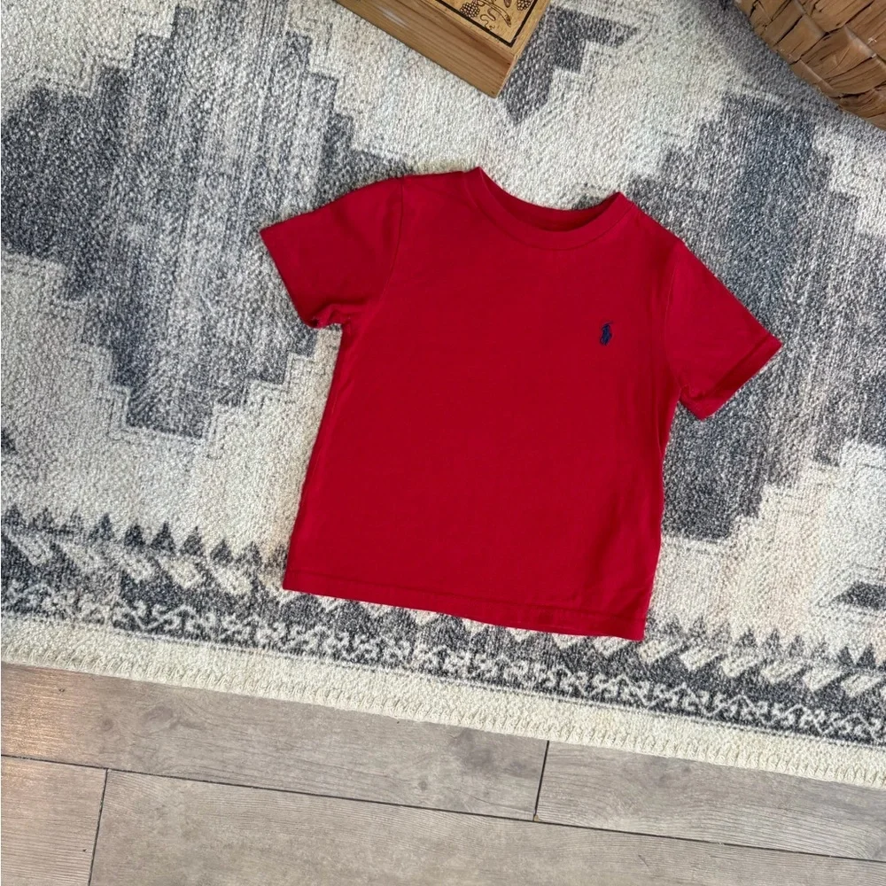 New Ralph Lauren 24 Months Boys' Red Short-Sleeve Polo Tee with Navy Pony